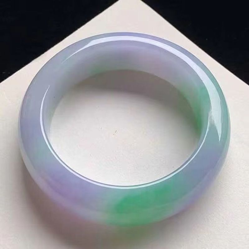 Bracelets - Ice-like, spring-colored, vibrant jade bracelet with