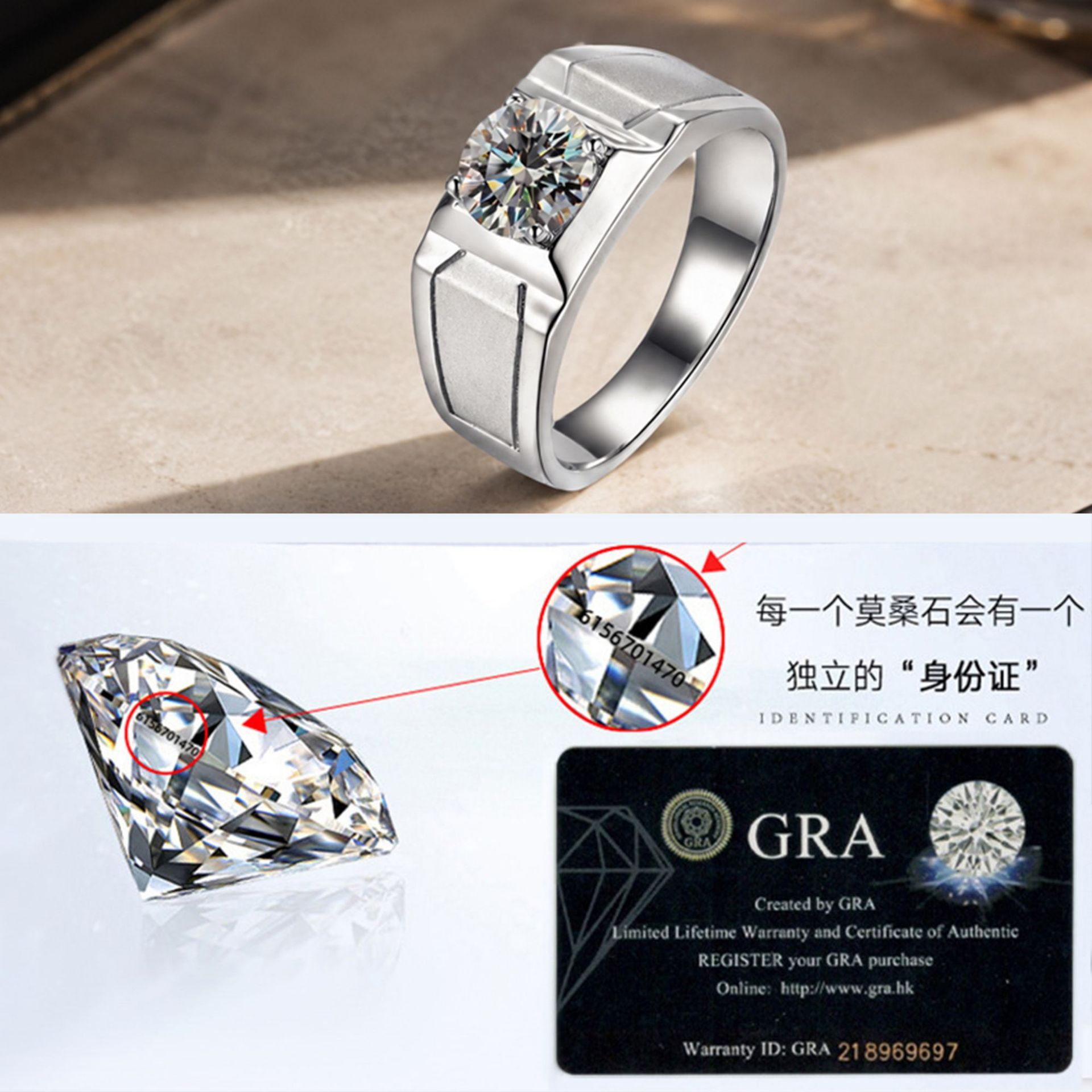 Hot selling s925 sterling silv - Moissanite Engagement Ring 1 Carat recension och pris