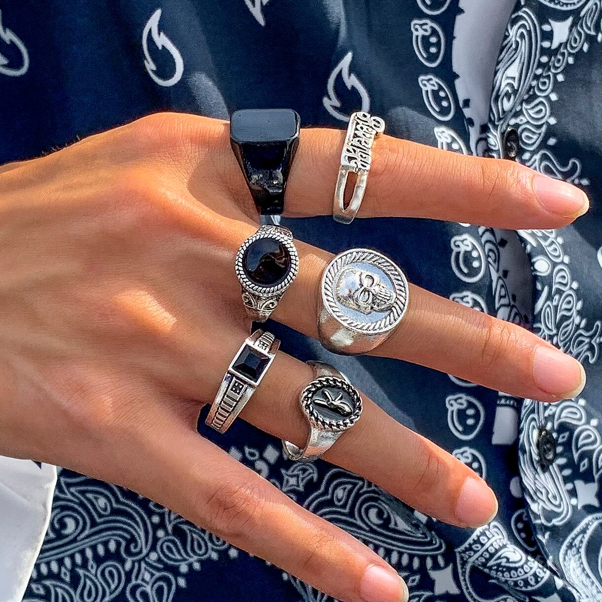 6Pcs/Set Goth Vintage Skeleton - Vintage Punk Knuckle Rings Set recension och pris