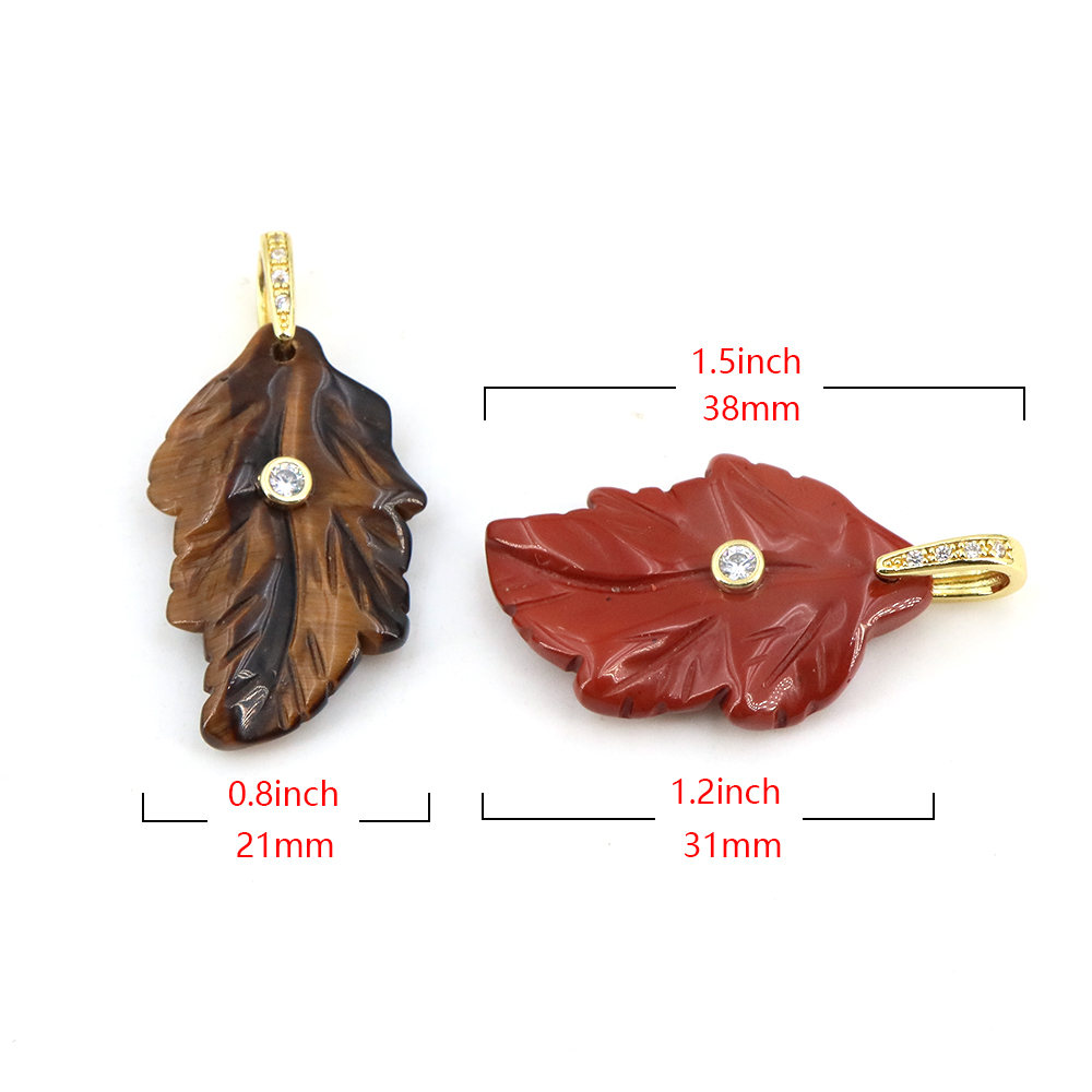 Trendy Leaf Natural Gemstone C - Crystal Pendant Necklace Natural Stone recension och pris
