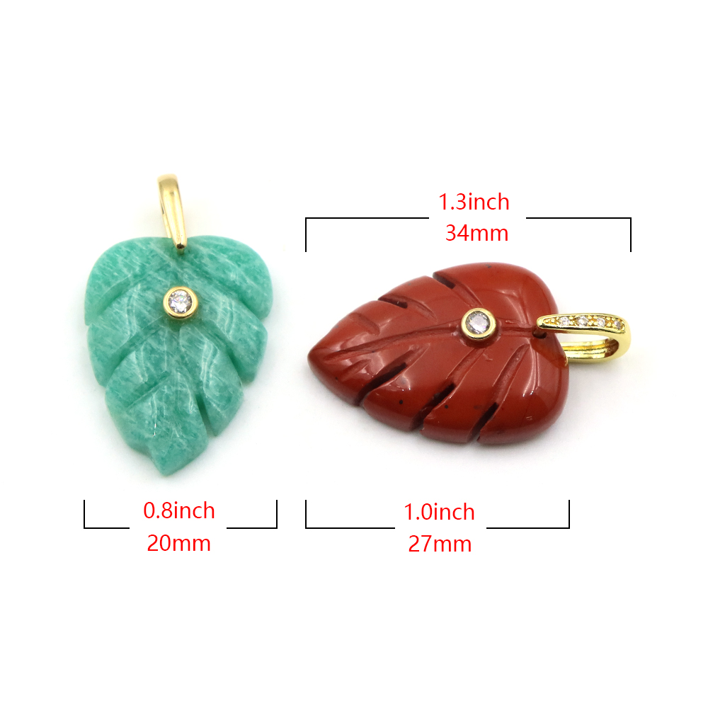 Trendy Leaf Natural Gemstone C - Crystal Pendant Necklace Natural Stone recension och pris