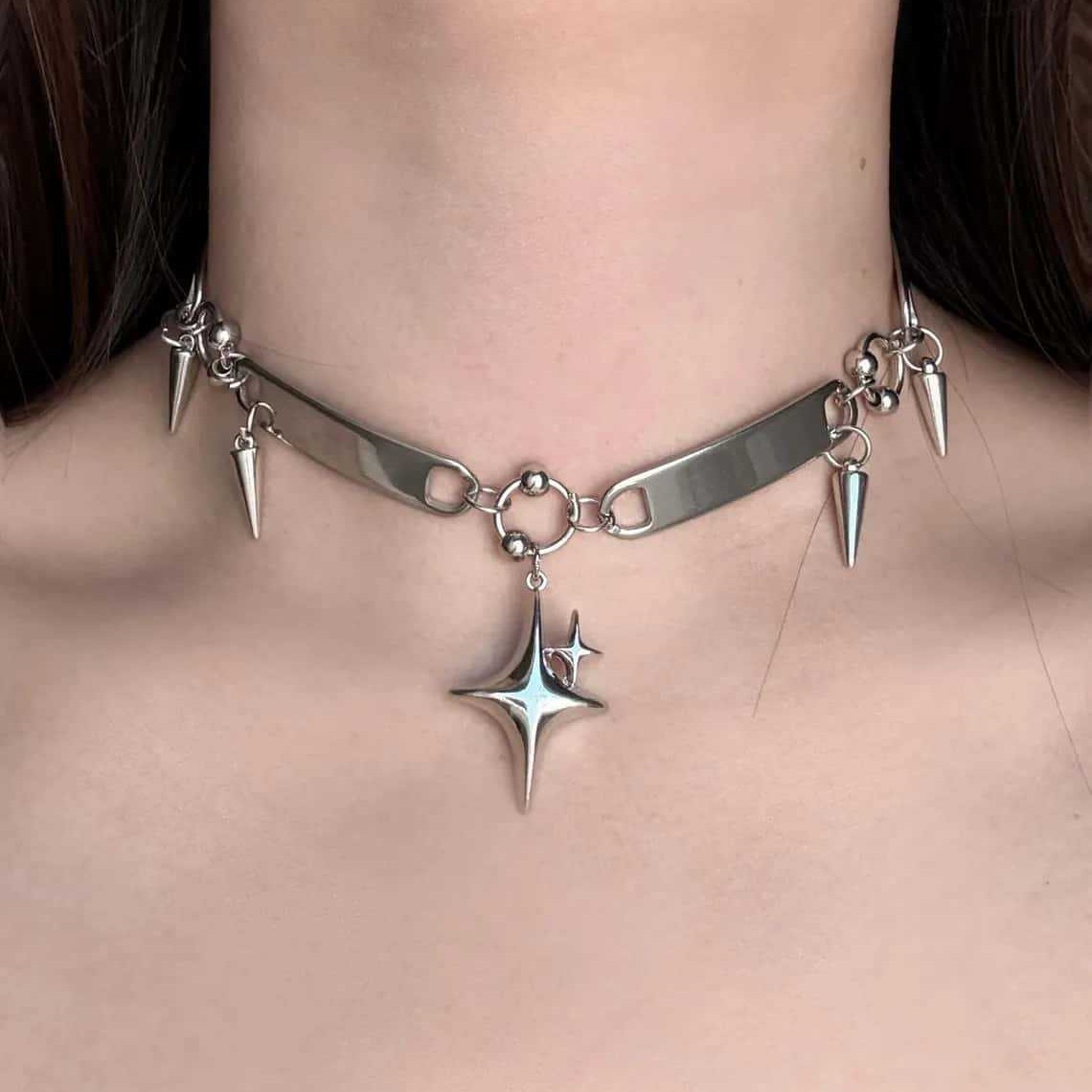 Punk Star Riveted Choker,Rock  - Goth Punk Spike Choker recension och pris