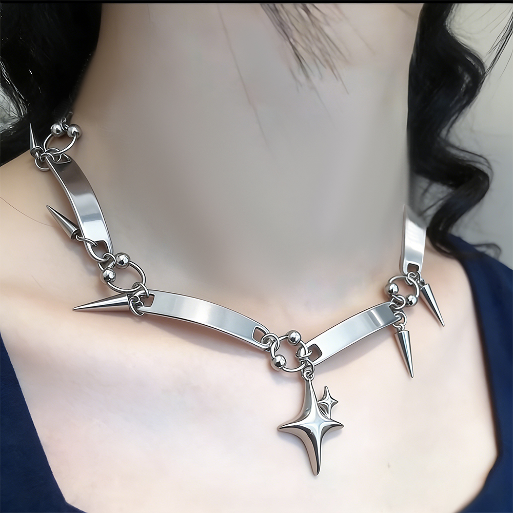 Y2k Star Riveted Choker Goth D - Goth Punk Spike Choker recension och pris