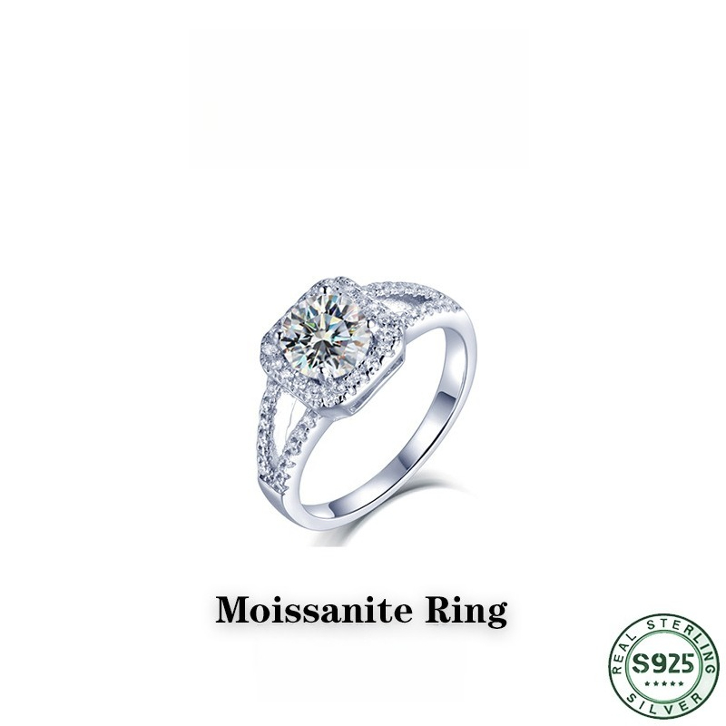 Hot selling 100% S925 silver s - Moissanite Engagement Ring 1 Carat recension och pris