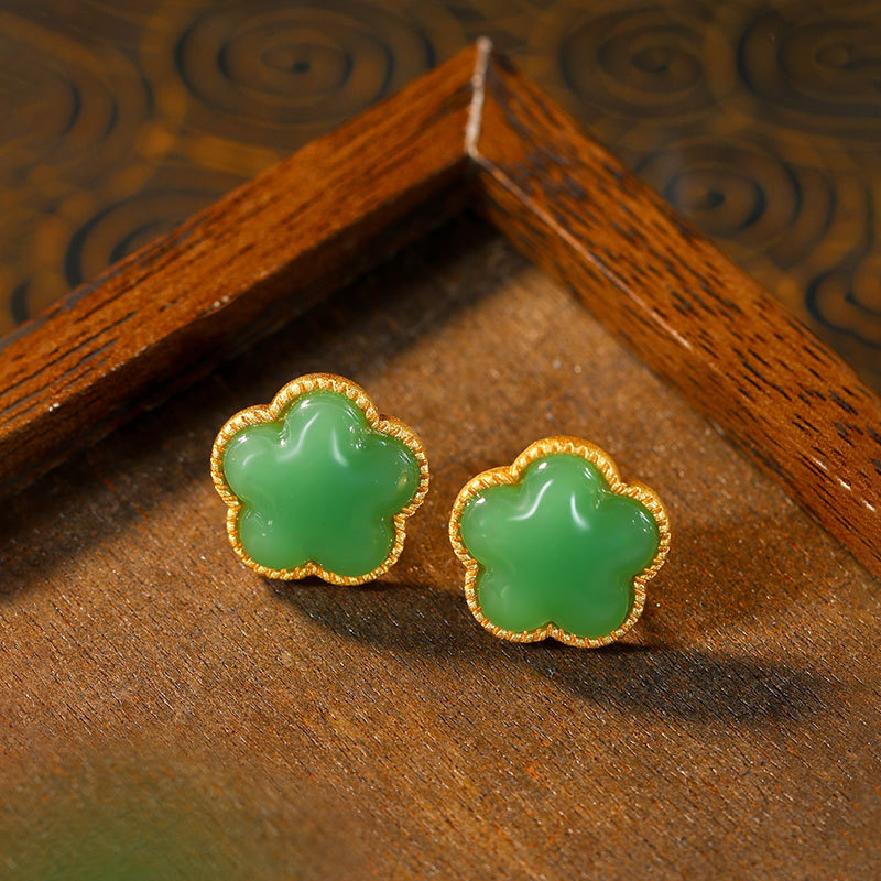 Green Natural Jade Clover Earr - Earrings recension och pris