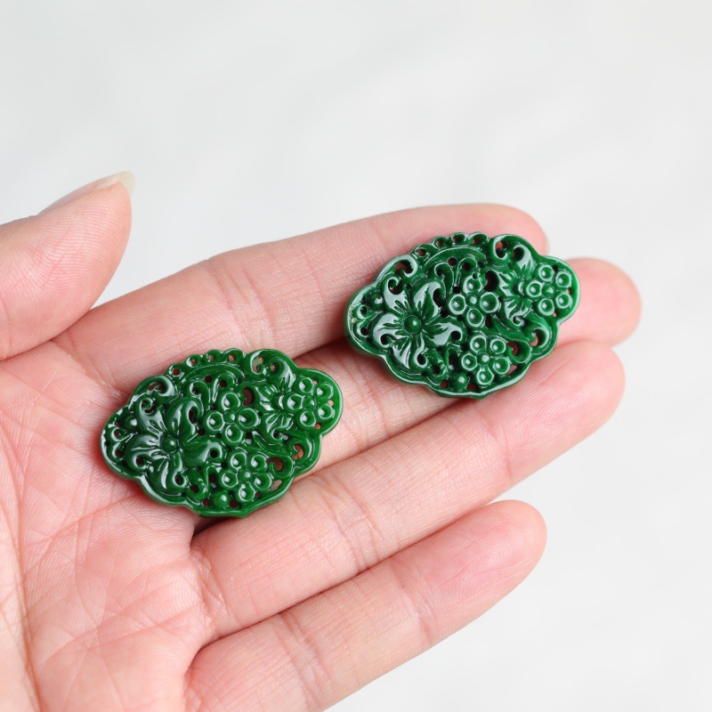 2pc Natural Jade Dry Cyan Doub - Earrings recension och pris
