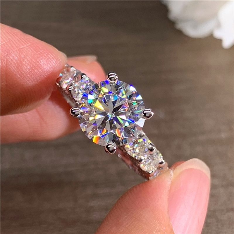 Custom Solid 18K Au750 White G - Moissanite Engagement Ring 1 Carat recension och pris