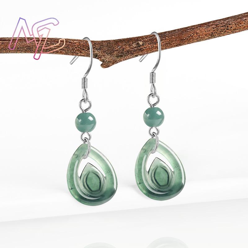 Blue Myanmar Jadeite Water Dro - Earrings recension och pris