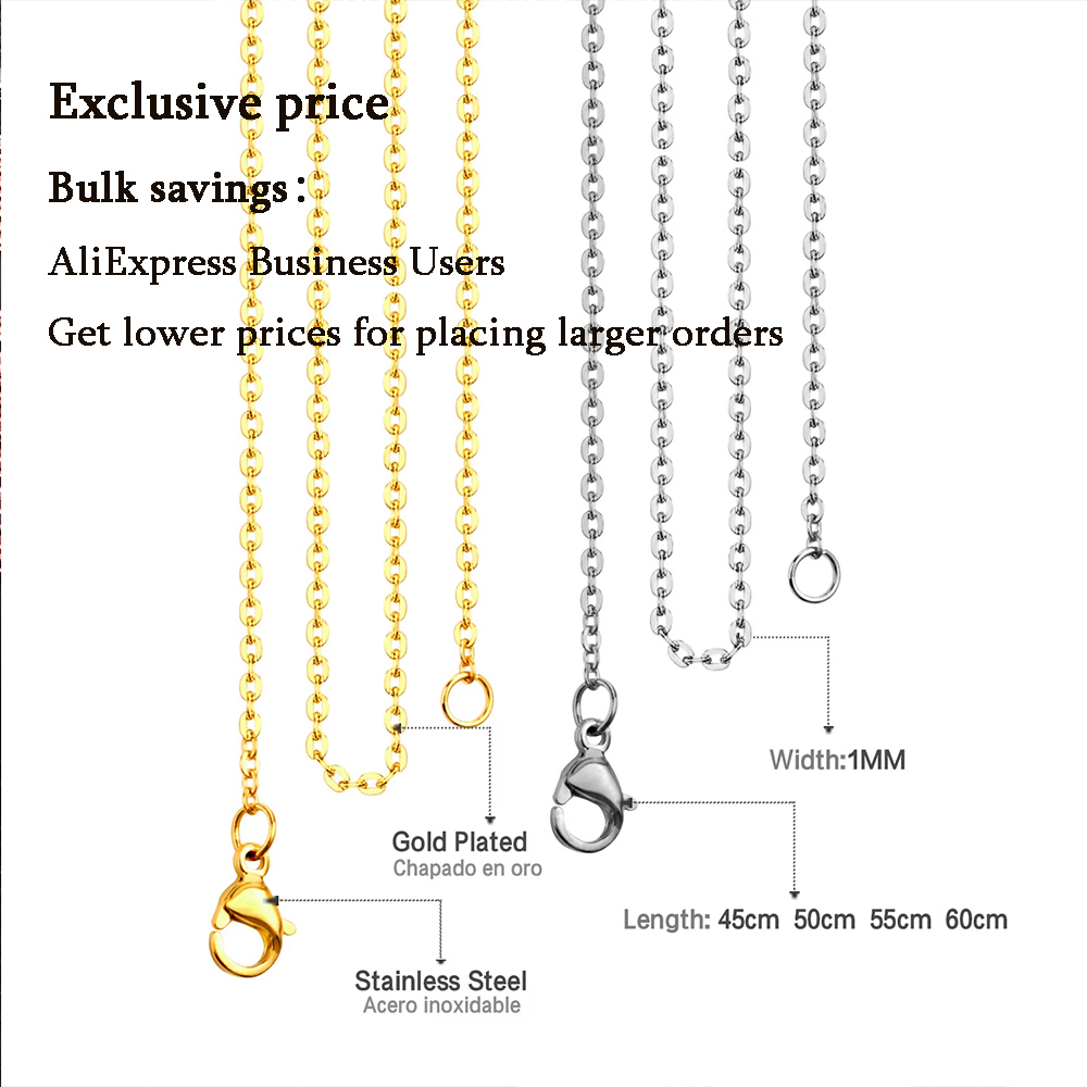 LUXUSTEEL 1-2mm 1/10Pcs/Lot St - Cuban Link Chain 12Mm recension och pris
