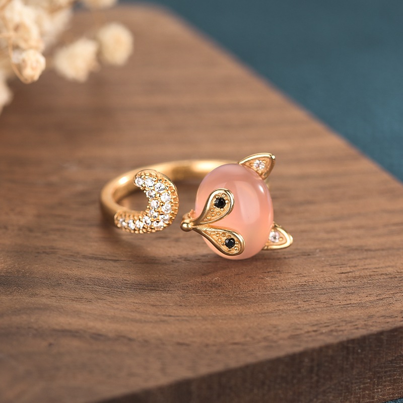 Pink Natural Jade Fox Rings Re - Rings recension och pris