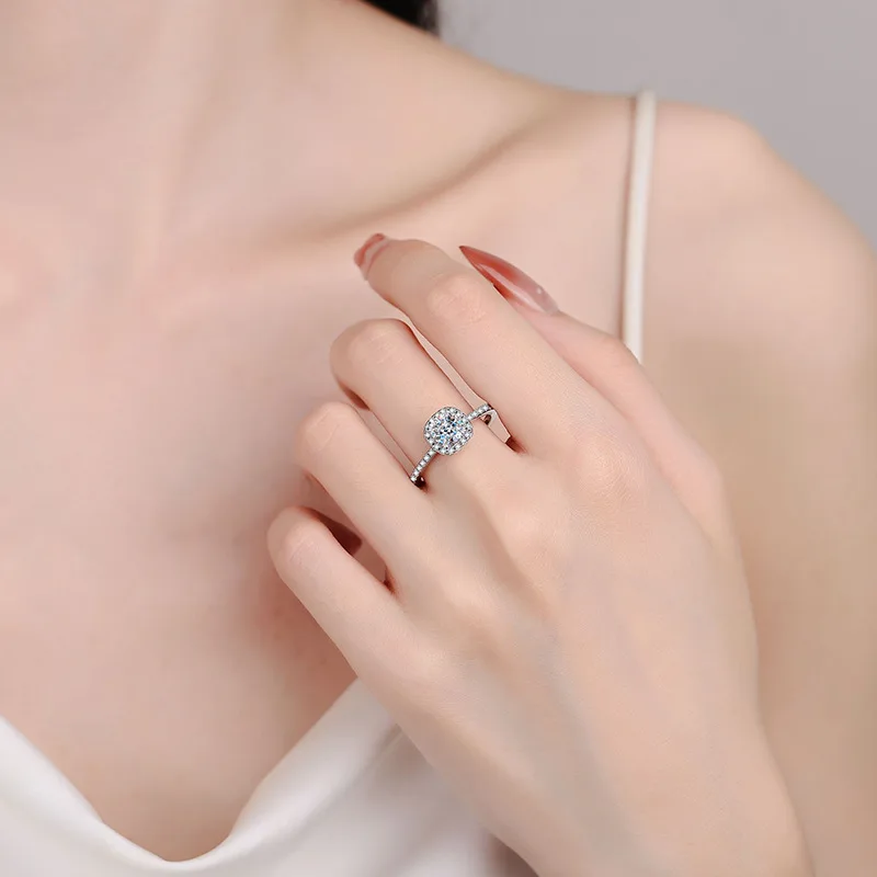 S925 Sterling Silver Moissanit - Moissanite Engagement Ring 1 Carat recension och pris