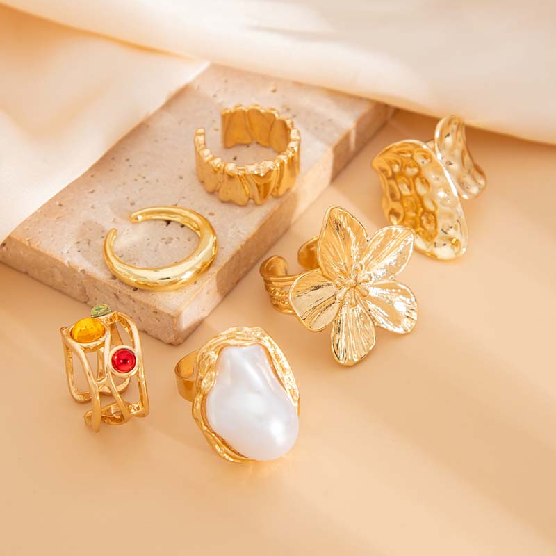 6pcs/Set Vintage Metal Flower  - Vintage Punk Knuckle Rings Set recension och pris