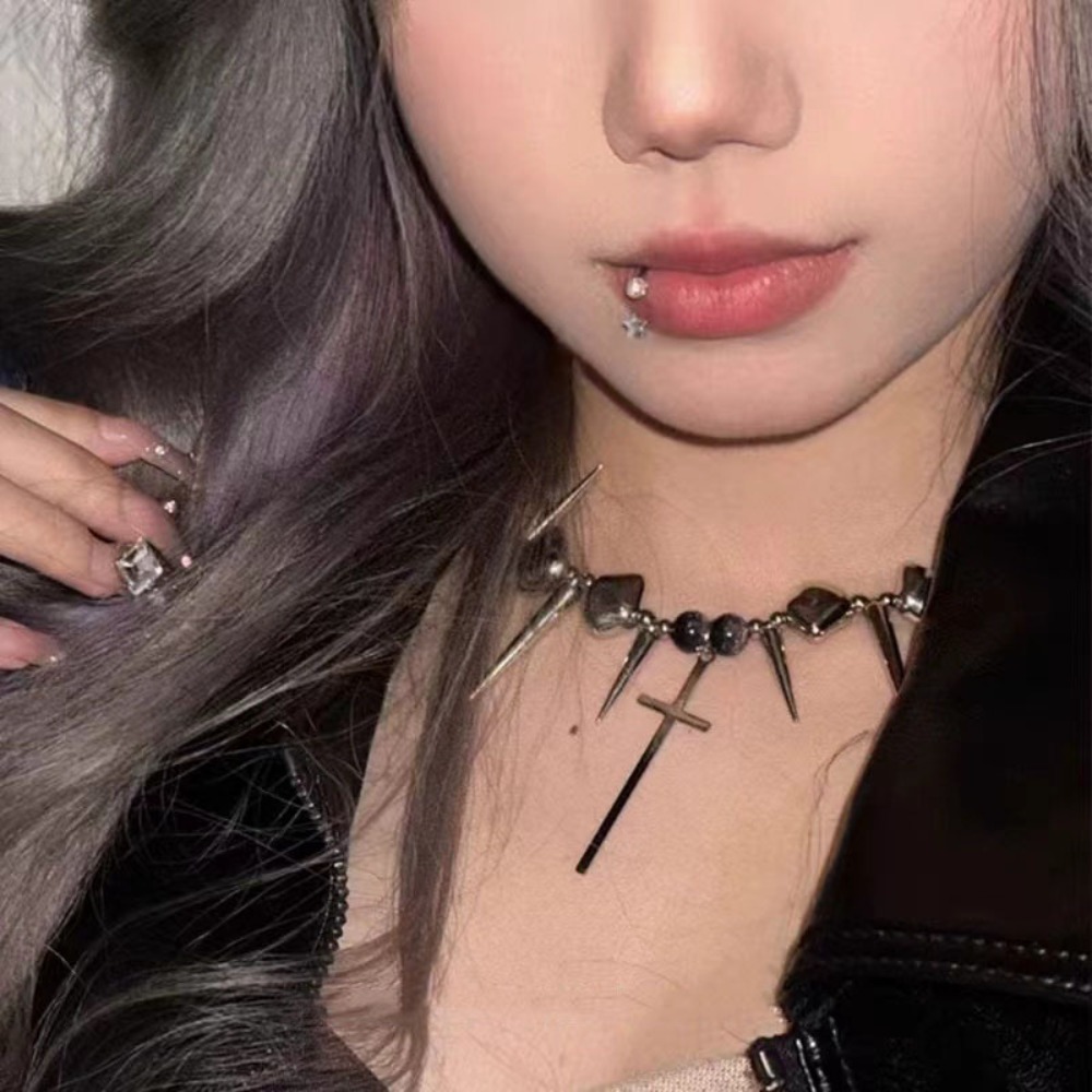 Y2k Subculture Spike Cross Riv - Goth Punk Spike Choker recension och pris