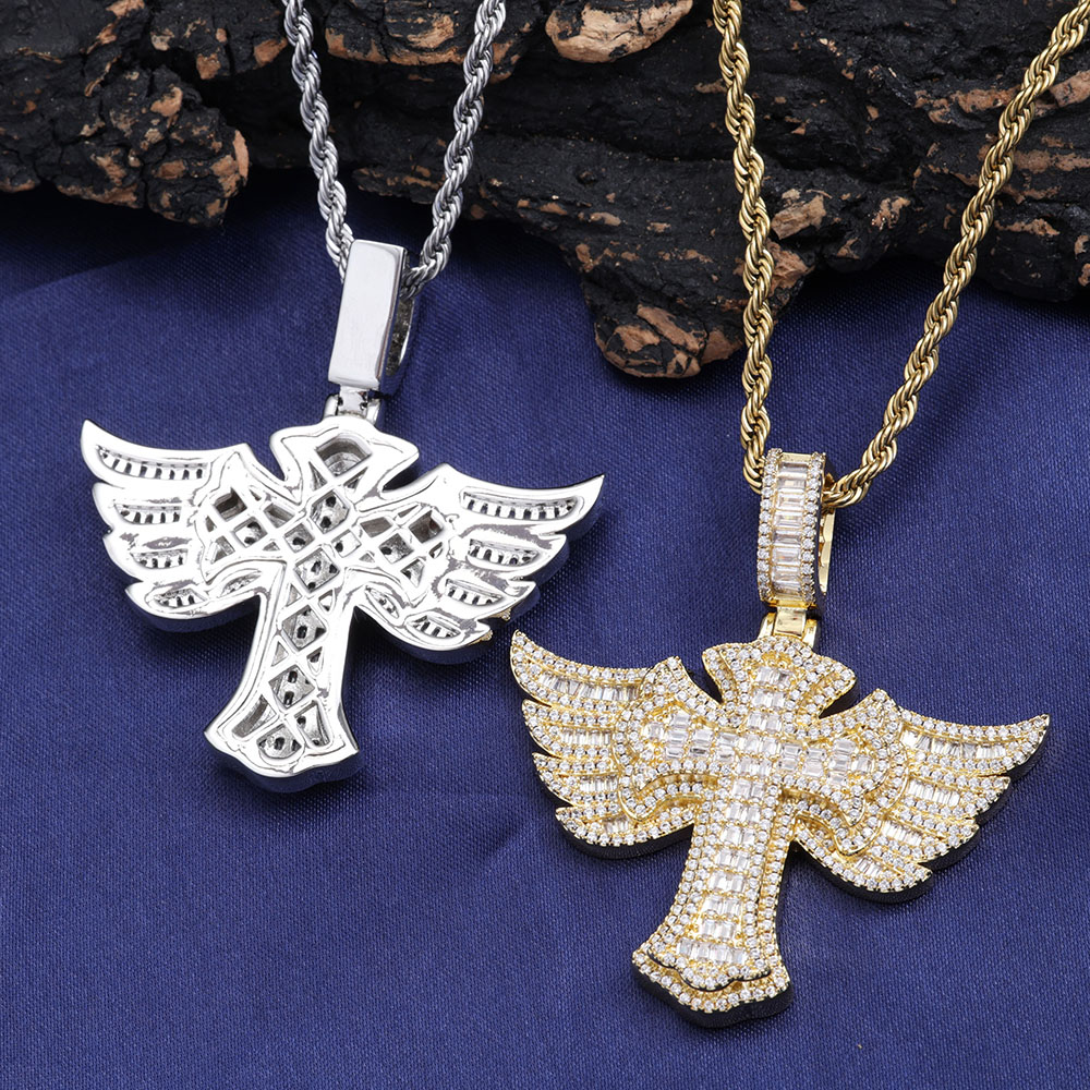 Hip Hop Full Diamond 18k gold  - Cross Pendant Necklace Gold recension och pris